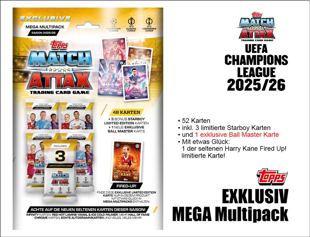 UEFA Champions League Match Attax 2025/2026 TC – MÉGA MULTIPACK EXCLUSIF