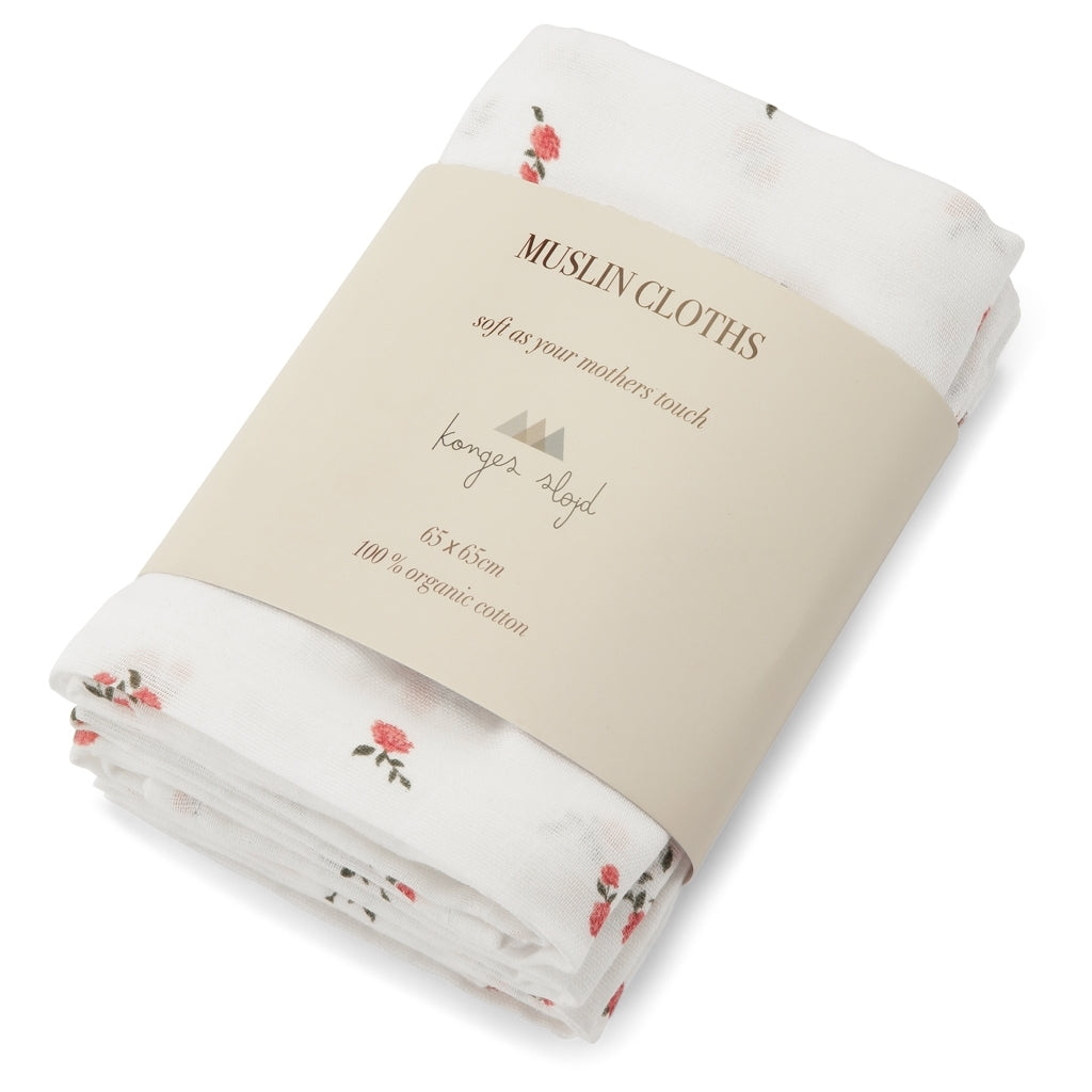 3er Set Muslin Swaddle Rose