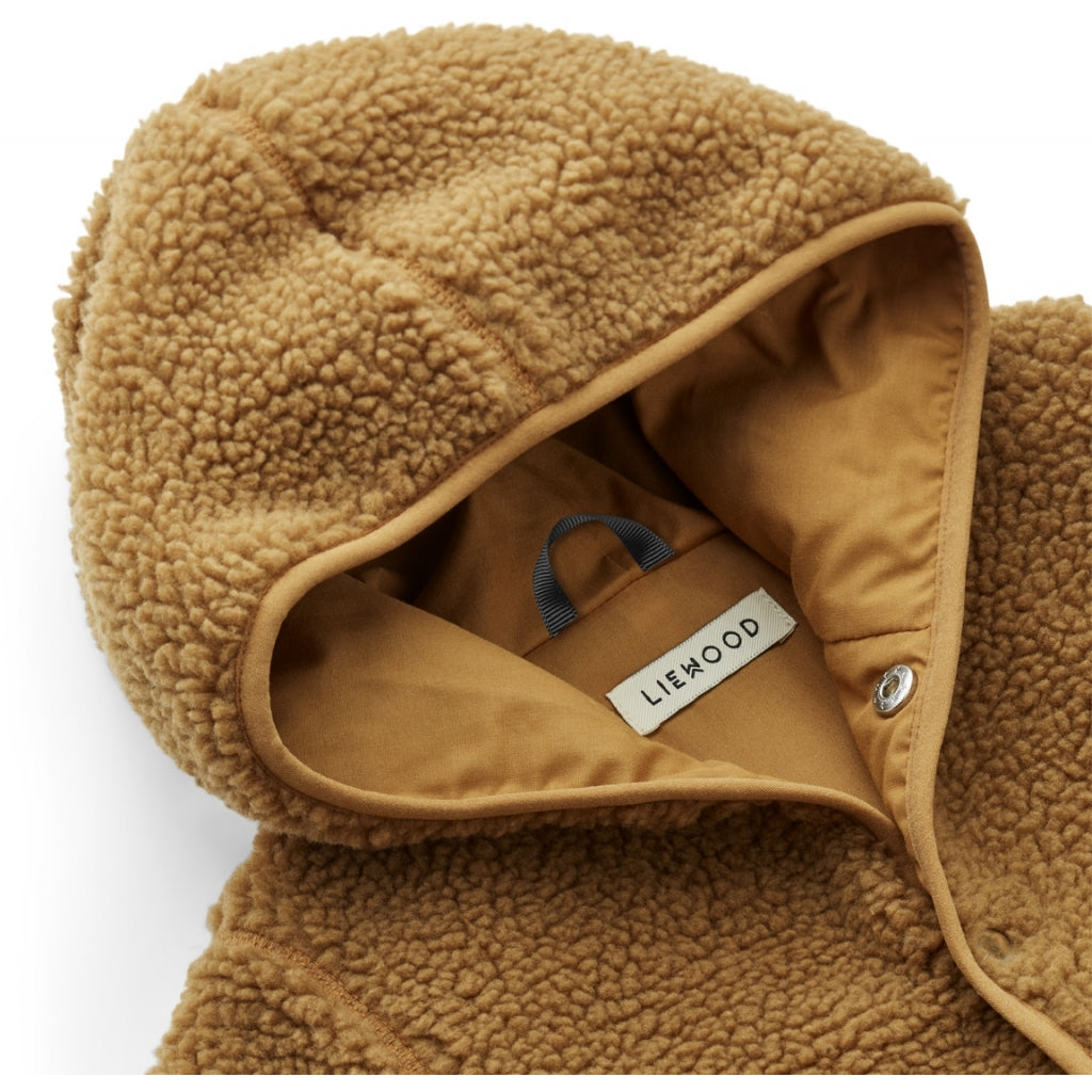 Combinaison bébé en tissu ours en peluche caramel doré