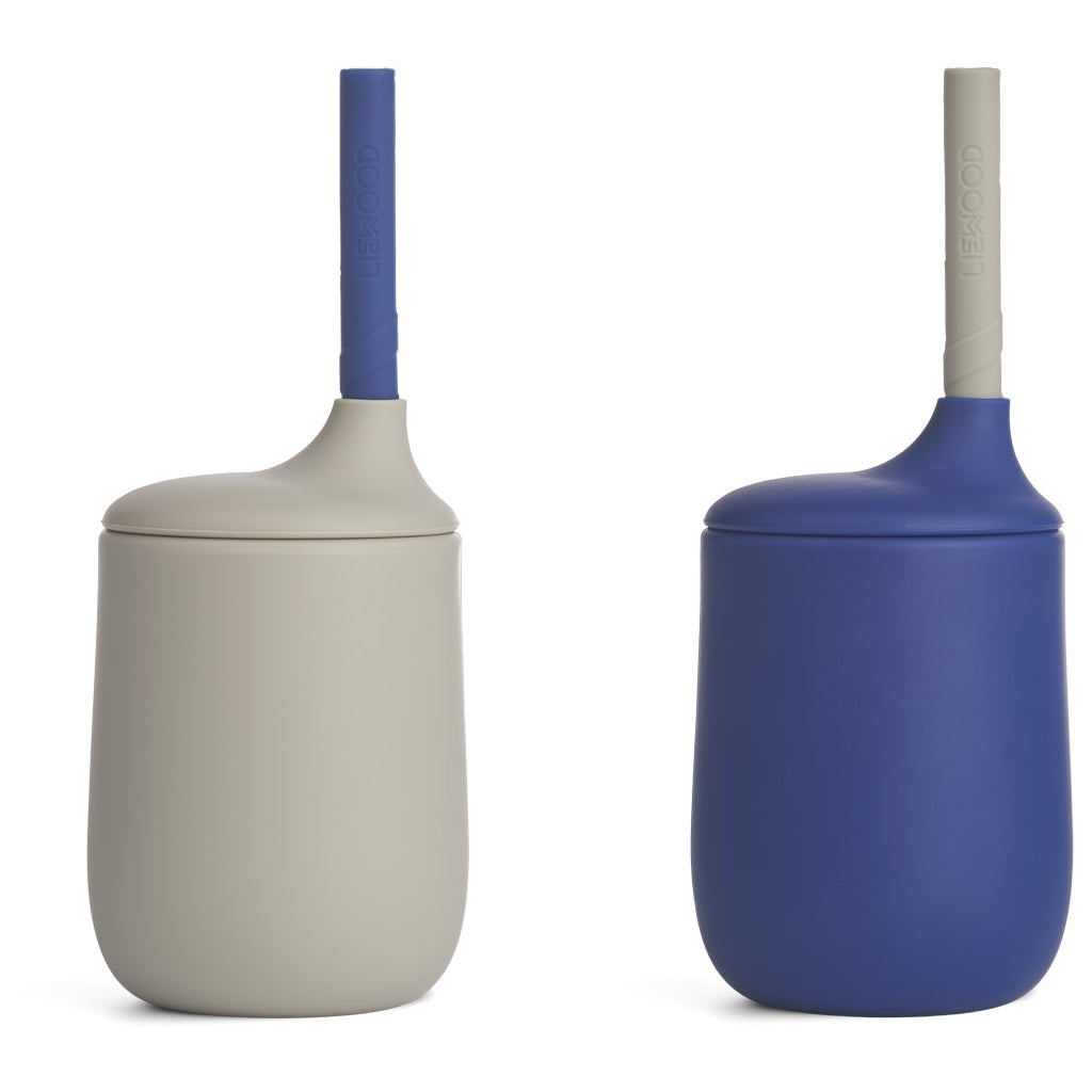 Ellis Strohhalm Becher Set Mist - Surf Blue