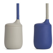 Ellis Strohhalm Becher Set Mist - Surf Blue