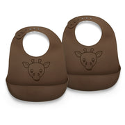 2er Set Silikon Lätzchen Giraffe Braun