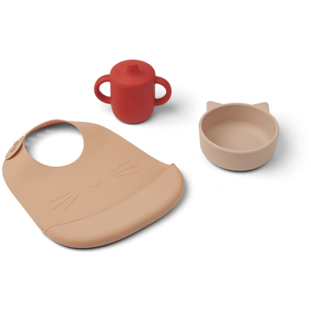 Connor Silikon Dinnerset Cat Rose Apple Red