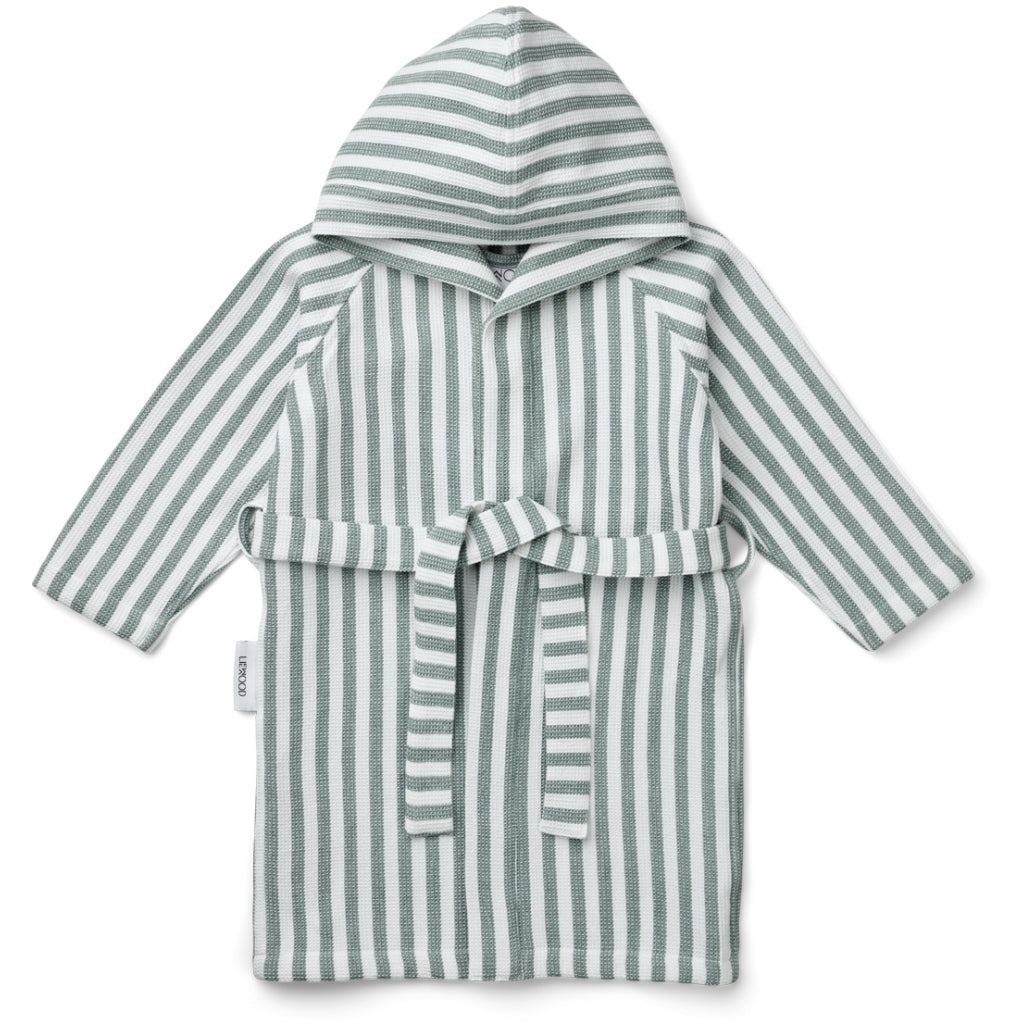 Gray Wellness Bathrobe Waffle Fabric Peppermint - White