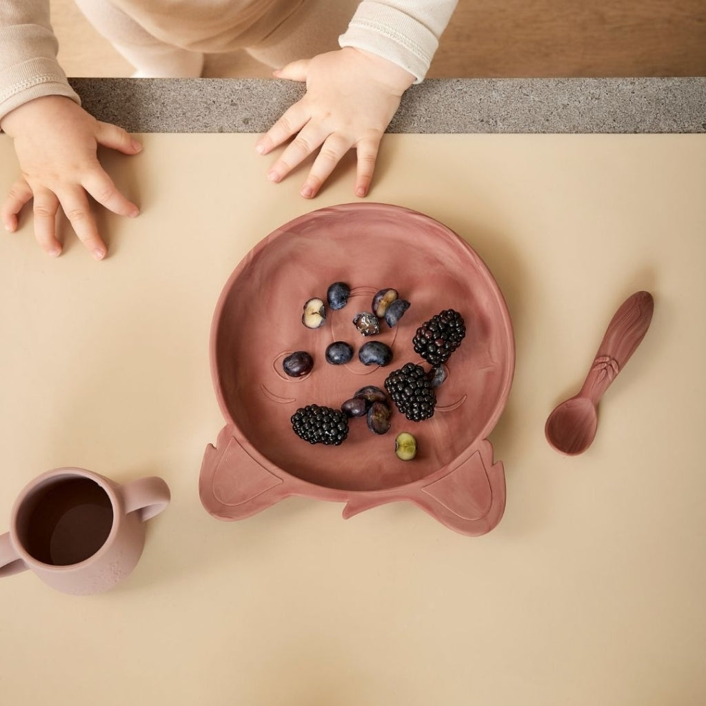Silikon Tellerset Koala Marmor Rot