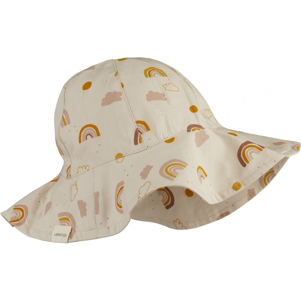 Chapeau de soleil Amelia à rayures, rose Toscane, sable