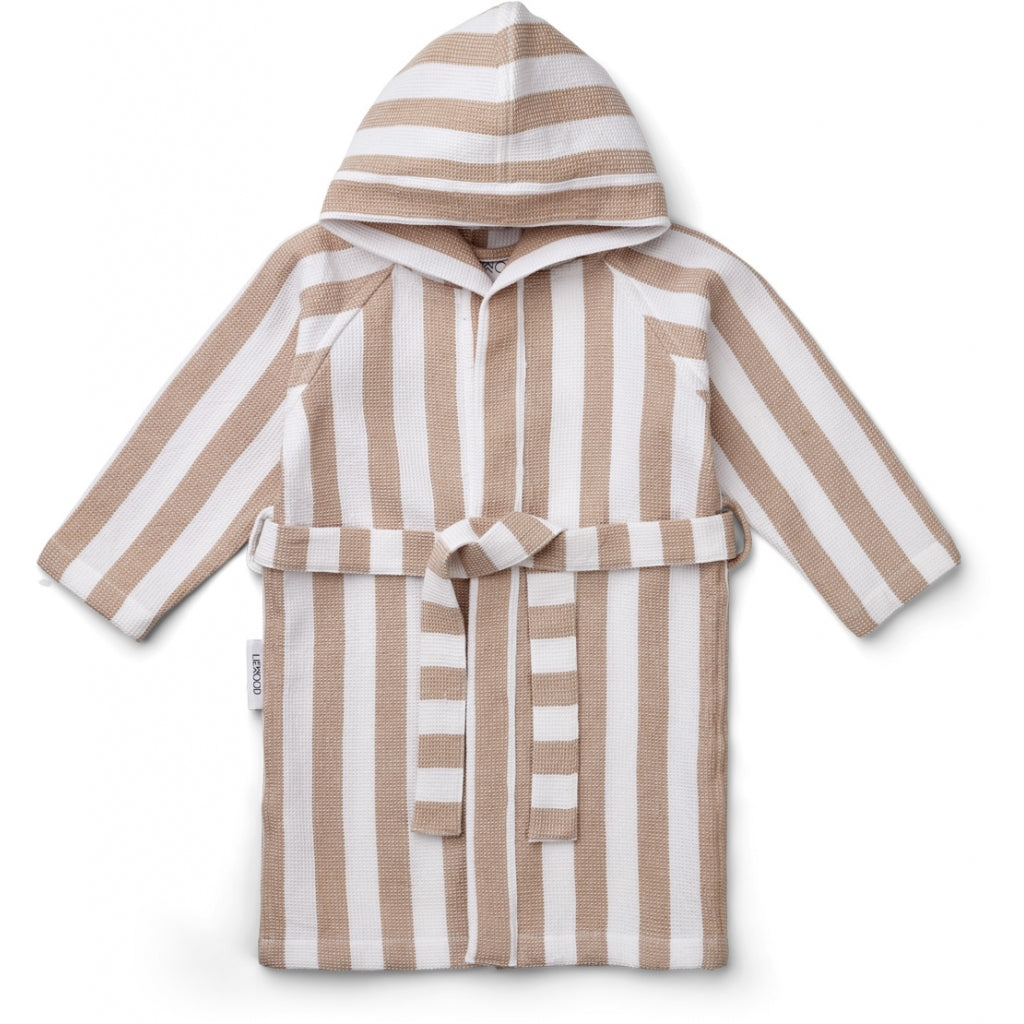 Gray Wellness Bathrobe Waffle Fabric Pale Tuscany - White