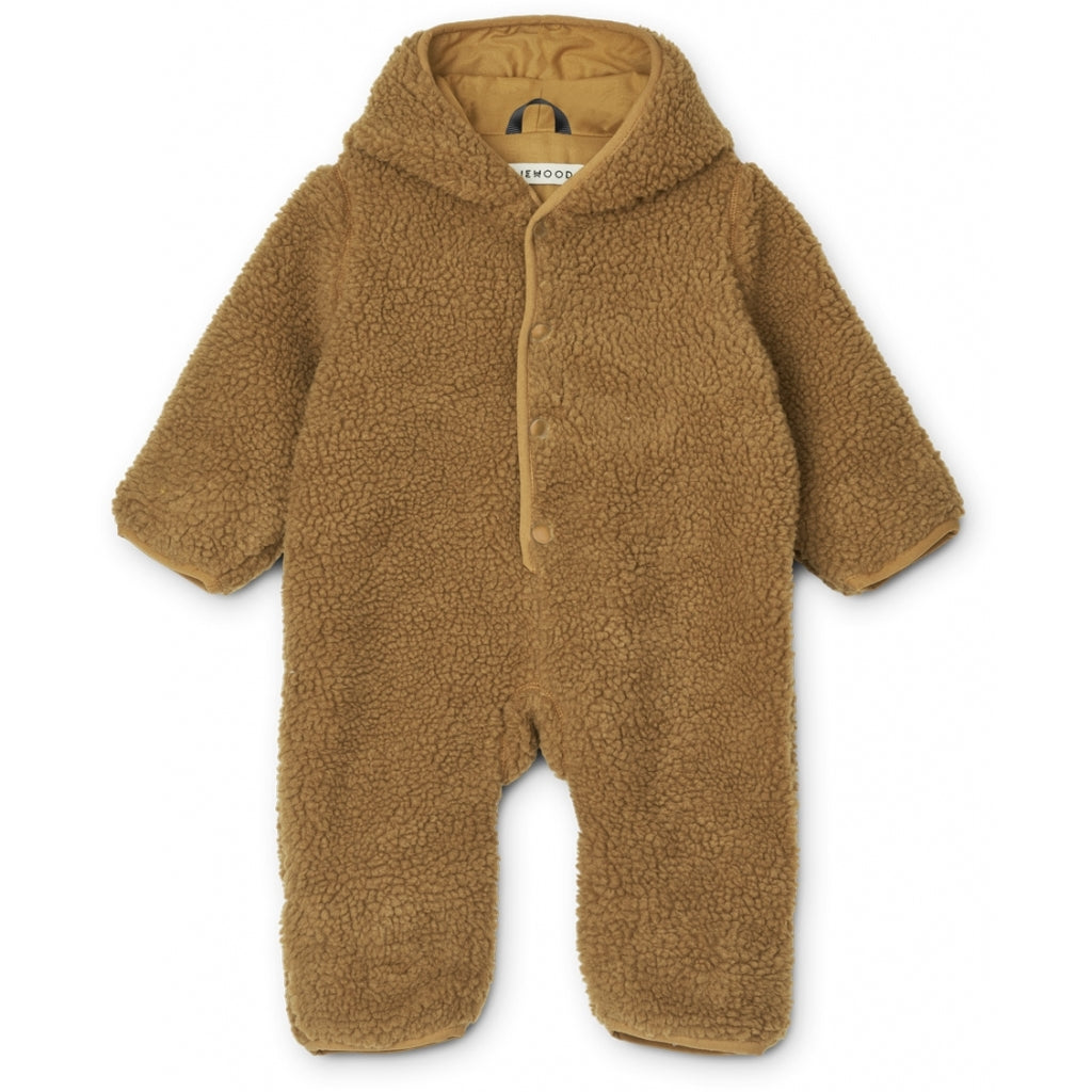 Combinaison bébé en tissu ours en peluche caramel doré