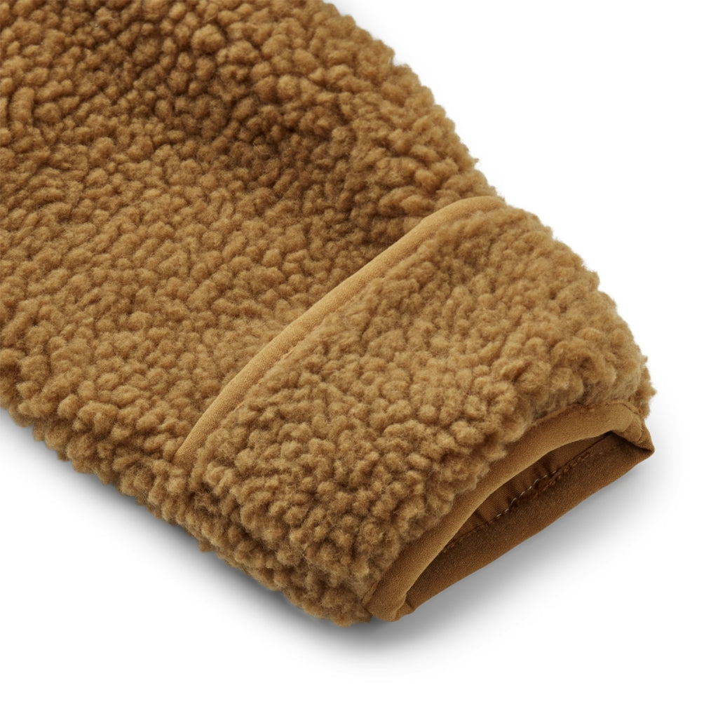 Combinaison bébé en tissu ours en peluche caramel doré