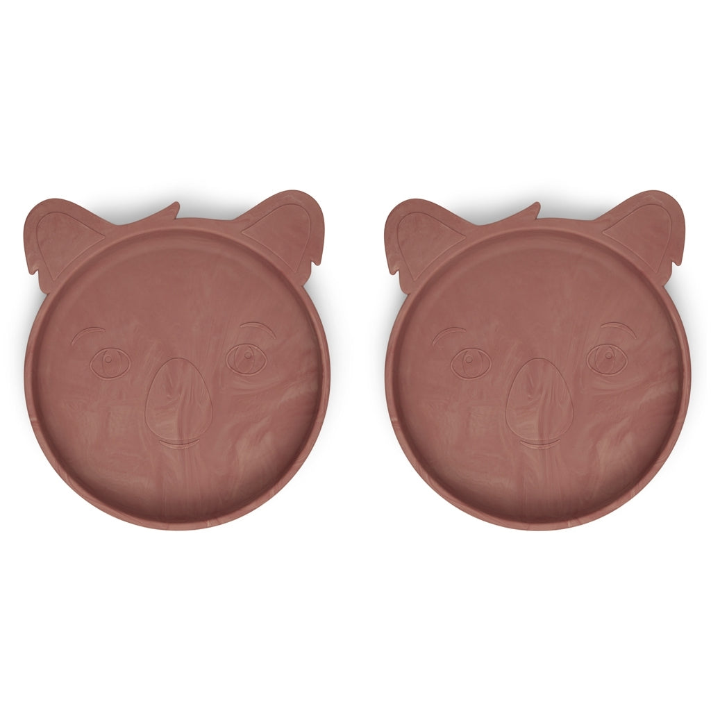 Silikon Tellerset Koala Marmor Rot