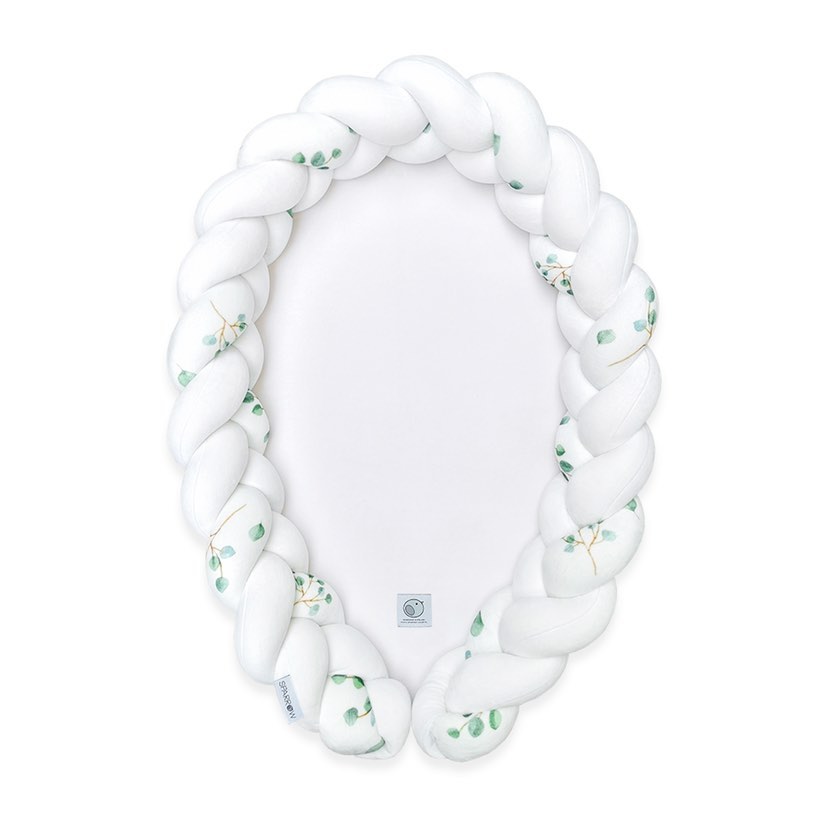 Baby nest bed snake, baby nest 2 in 1, eucalyptus white
