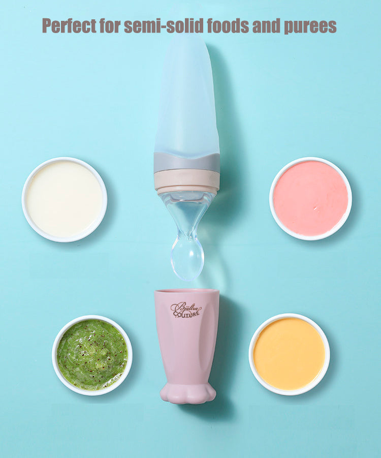 Cuillère d'alimentation nomade bleue
