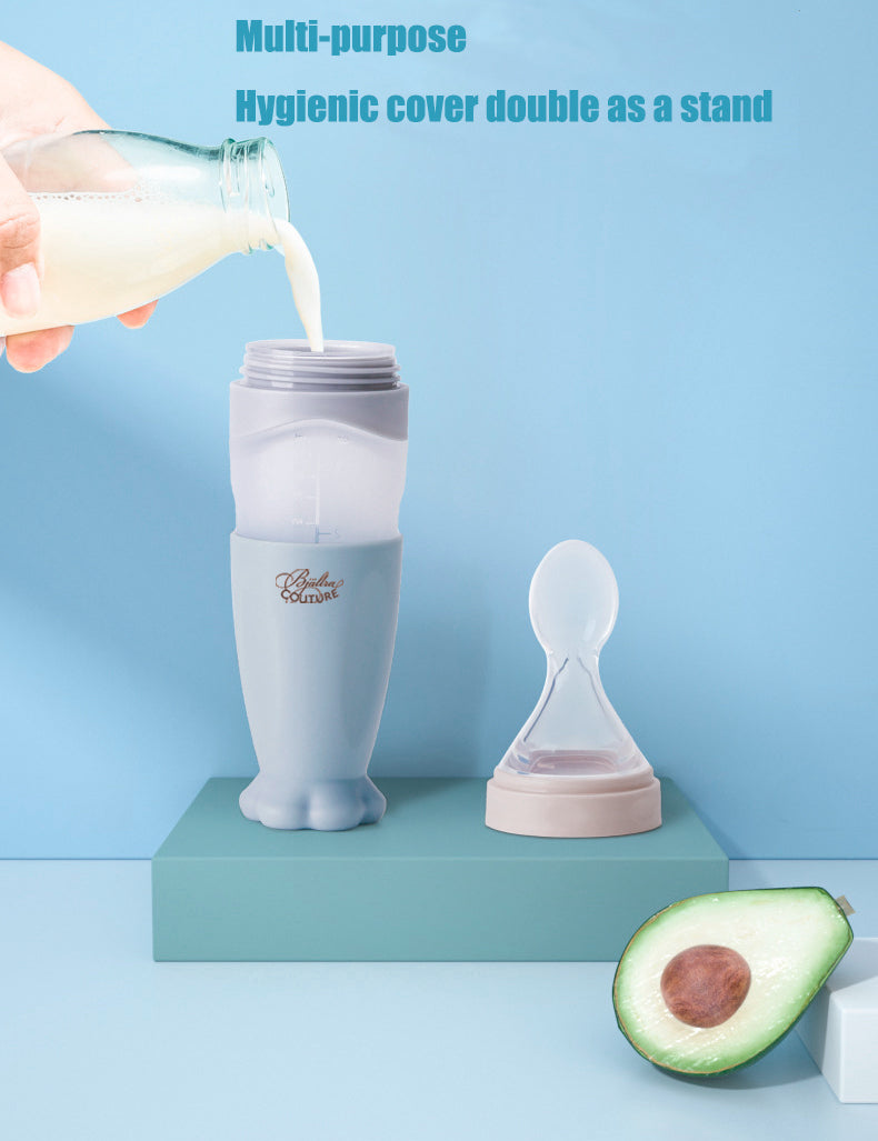 Cuillère d'alimentation nomade bleue