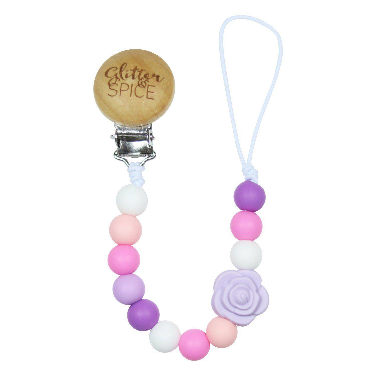 Schnullerclip Rose lila