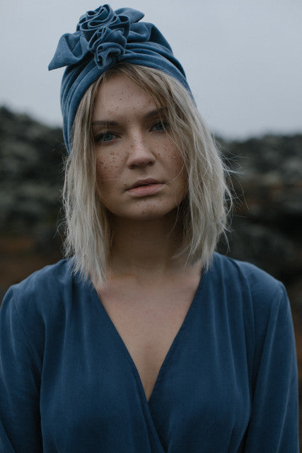 Turban Samt Dusty Blue