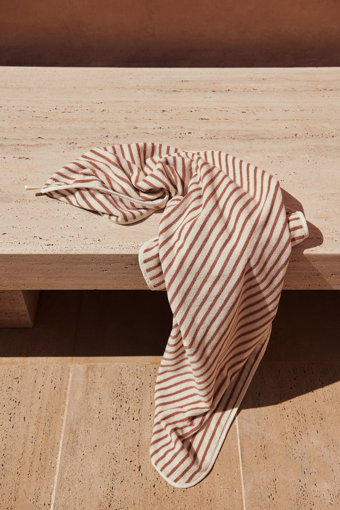 Hansen Frottee Badetuch Streifen Tuscany Creme