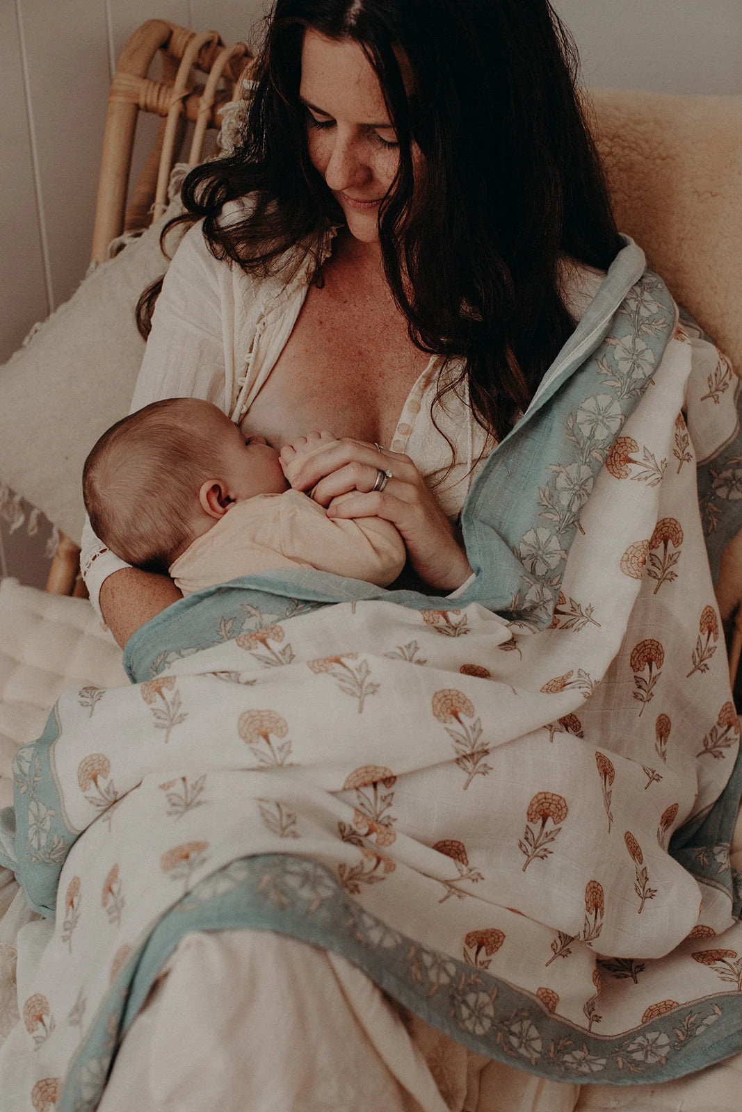 Muslin Swaddle Set Marigold Hellblau & Zartlachs