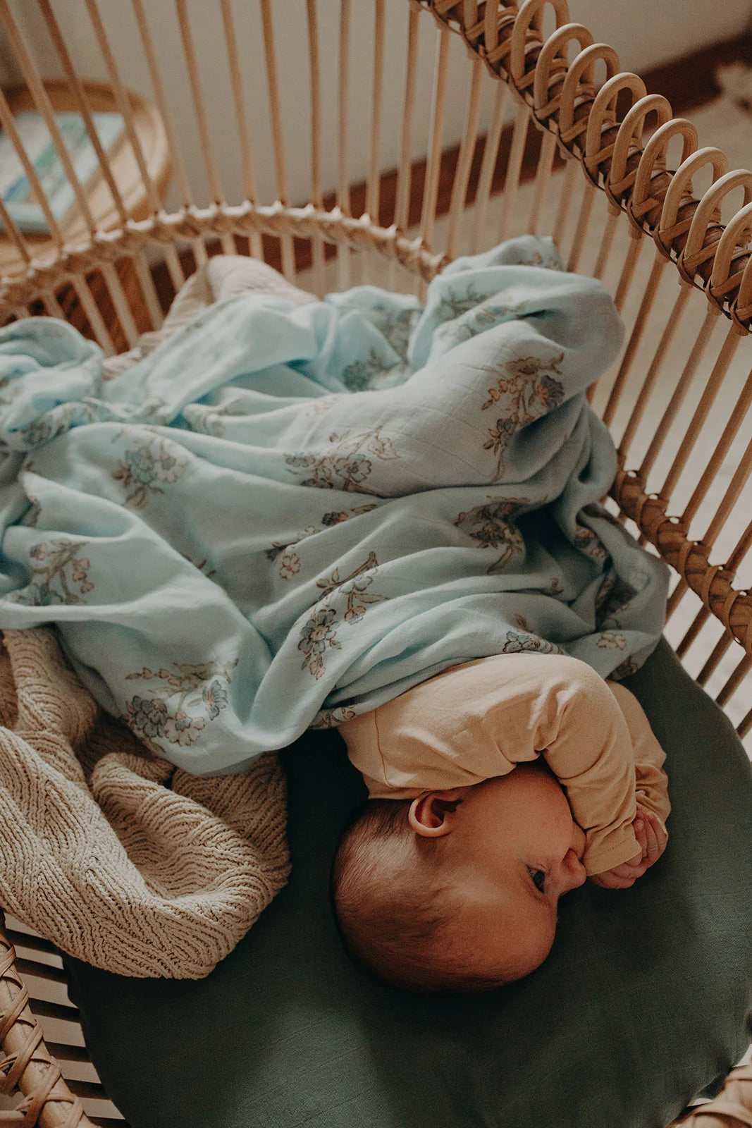 Muslin Swaddle Set  Indigo Blue & Green