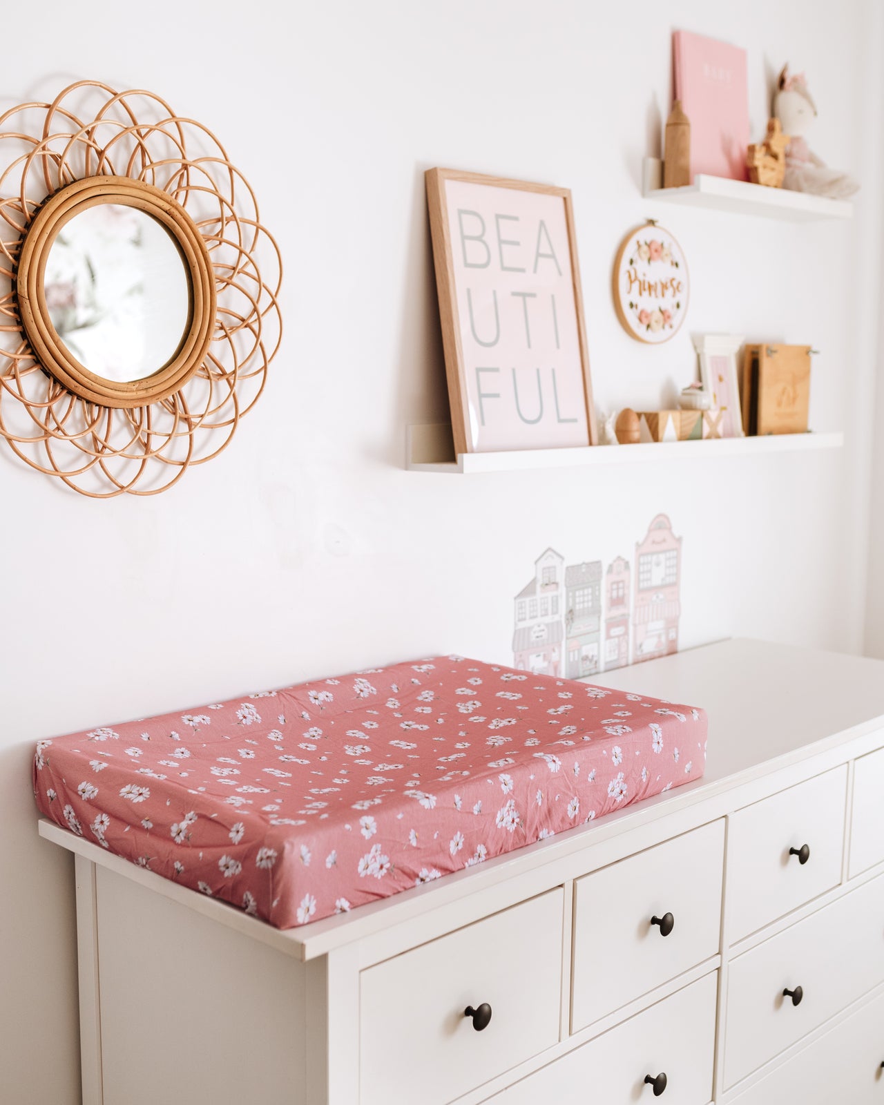 Spannbezug für Wickelmatte, Wiege, Kinderwagen Daisy