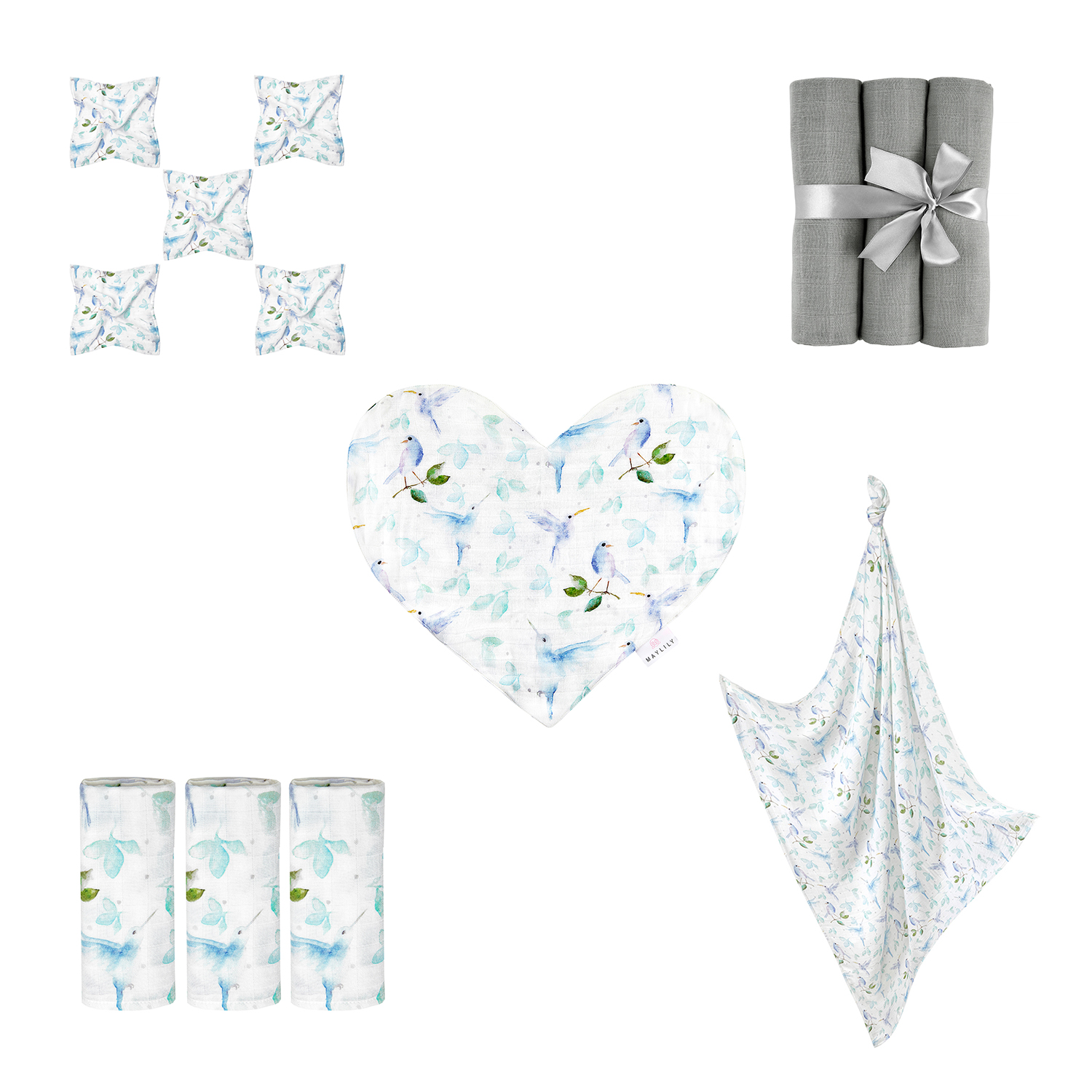 Lot de pailles en silicone Zoe, bleu multicolore