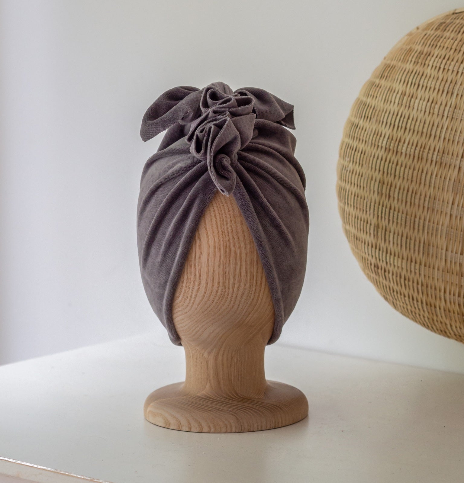 Turban Samt Silver Grey