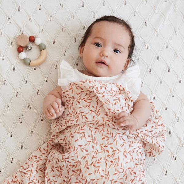 Muslin Swaddle Caramel Leaves