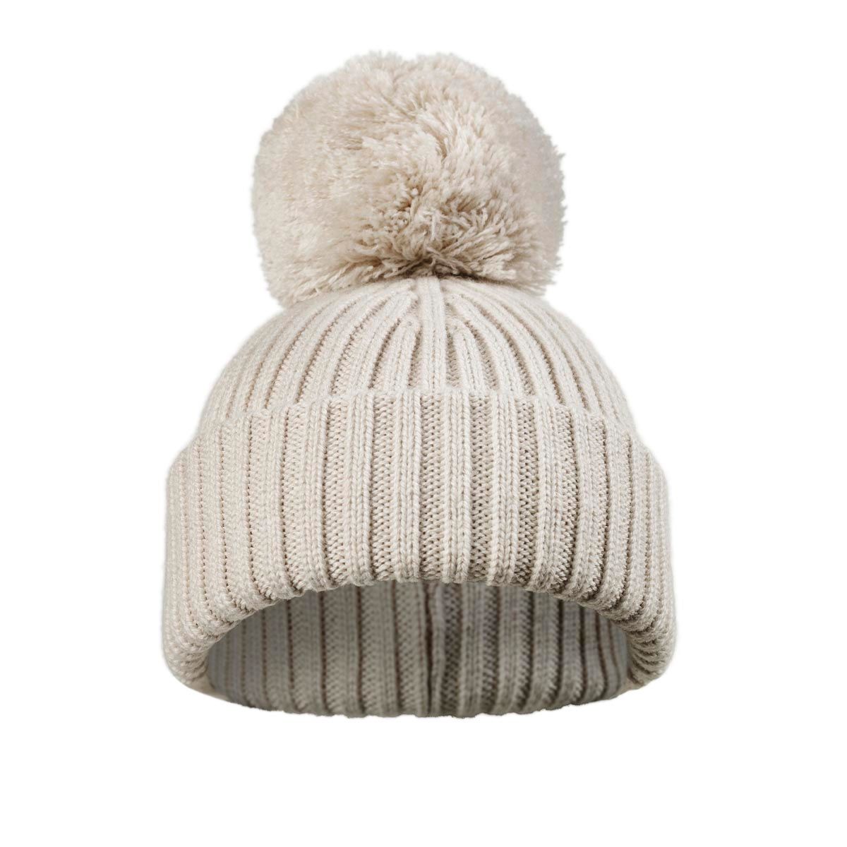 Pommel Woll- Mütze Creamy White