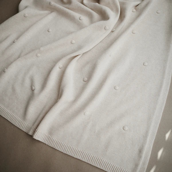 Strickdecke Dots White Melange