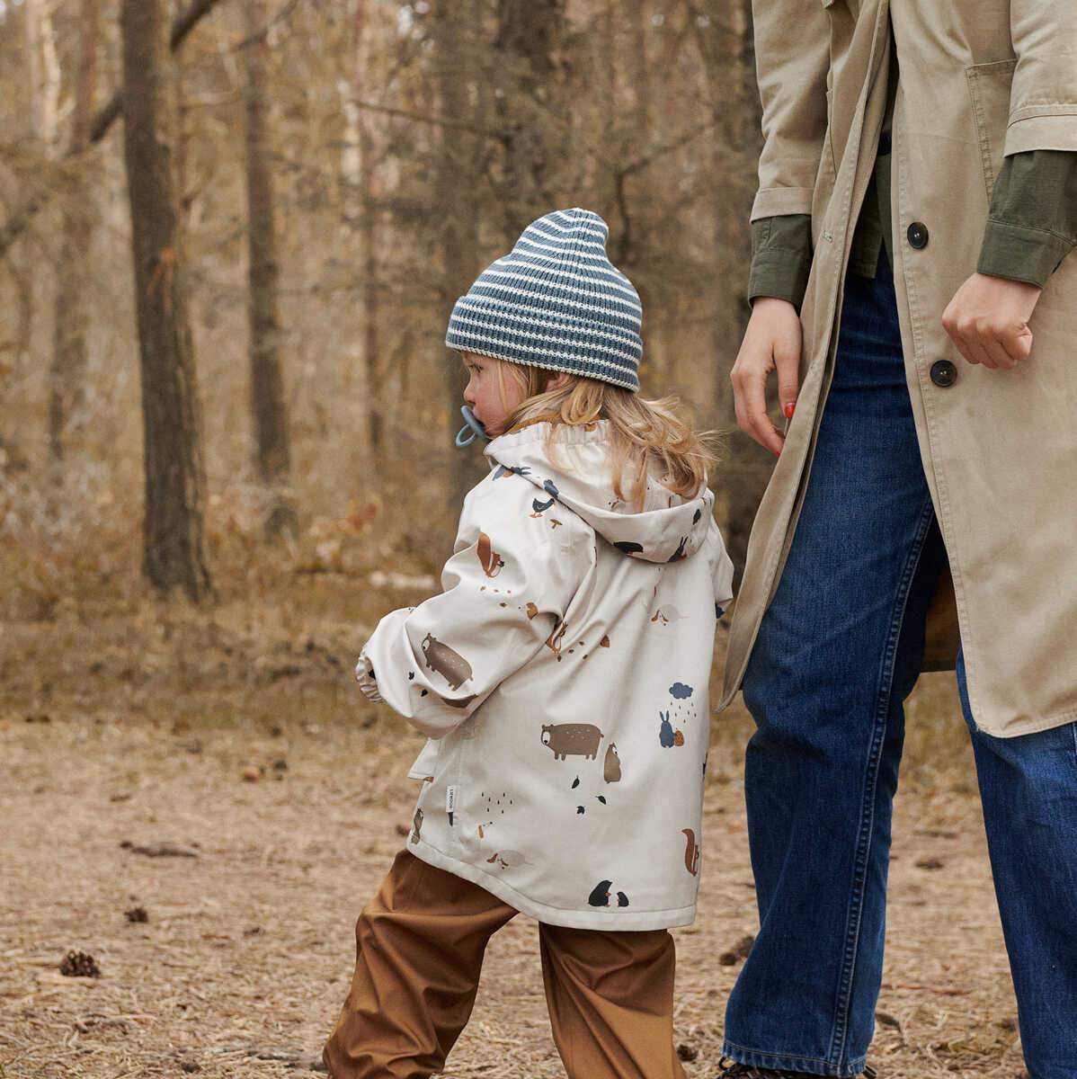 Ezra Beanie Stripes Blue Fog - Cream