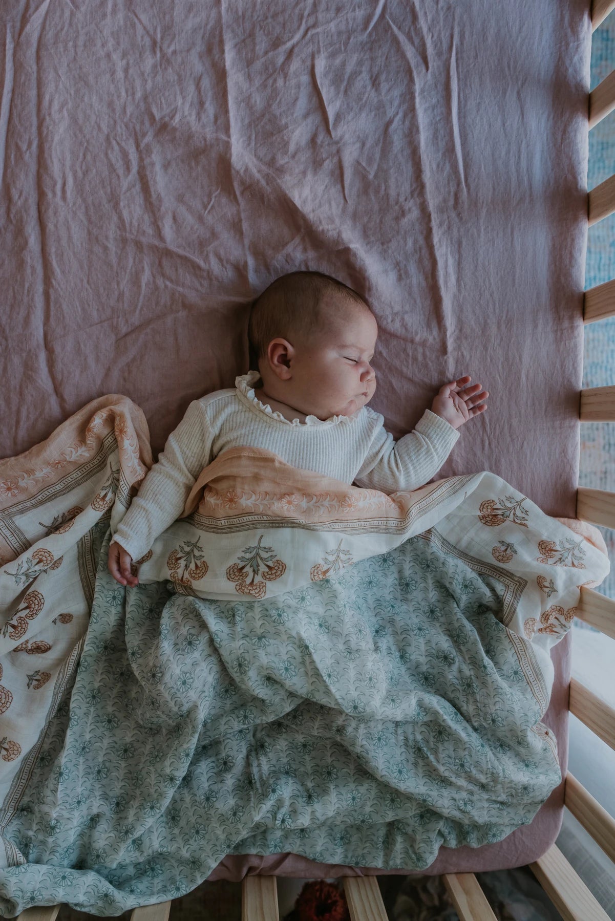 Muslin Swaddle Set Marigold Hellblau & Zartlachs