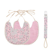 Lätzchen & Schnullerclip Set Rose