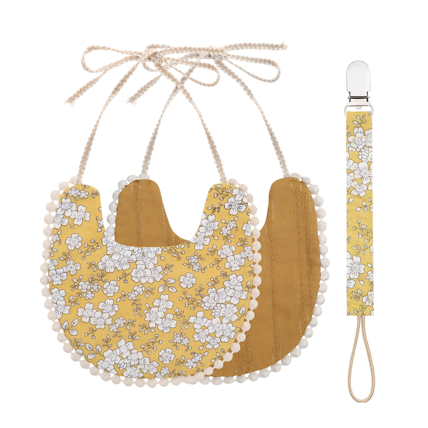 Lätzchen & Schnullerclip Set Ochre