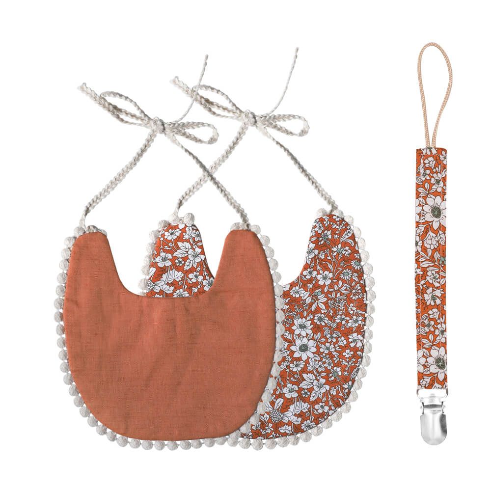 Lätzchen & Schnullerclip Set Terracotta