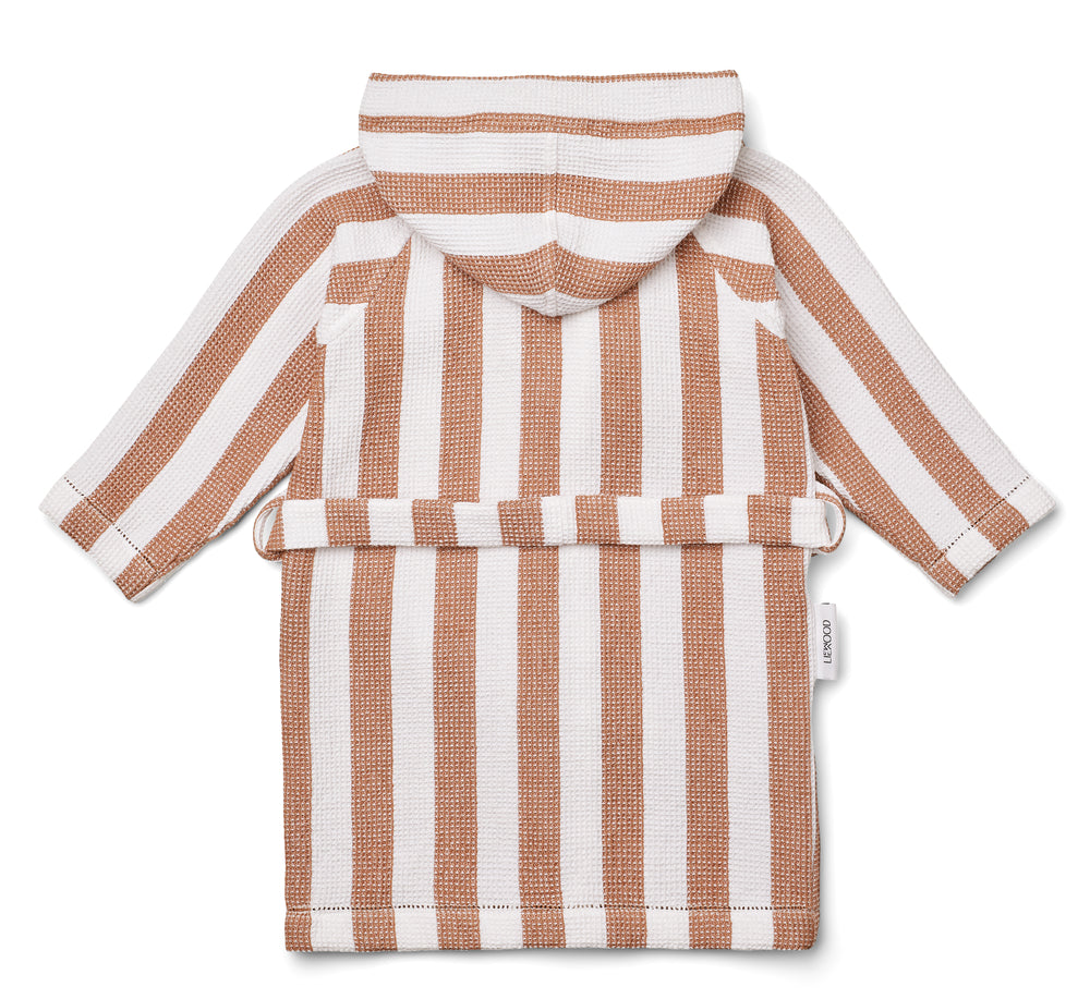 Peignoir de bain Gray Wellness en tissu gaufré, coloris Toscane pâle - Blanc