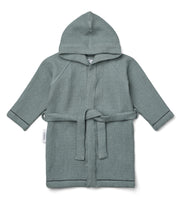 Gray Wellness Bademantel Waffelstoff Blue Fog