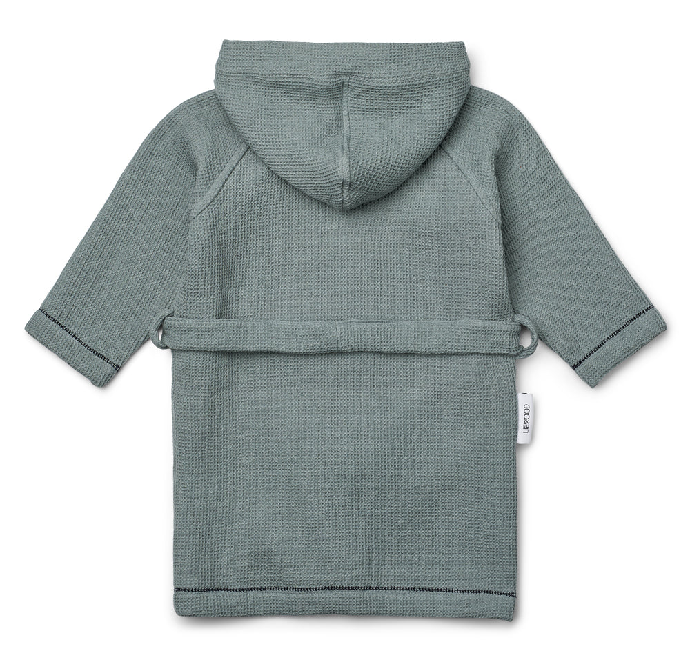 Gray Wellness Bademantel Waffelstoff Blue Fog
