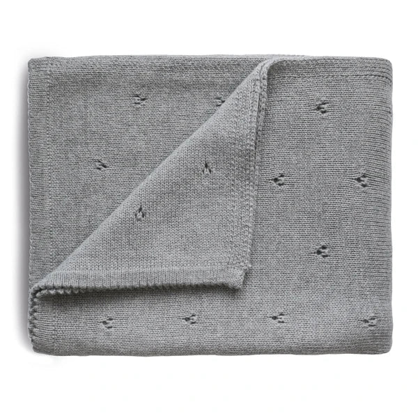 Strickdecke Pointelle Grey