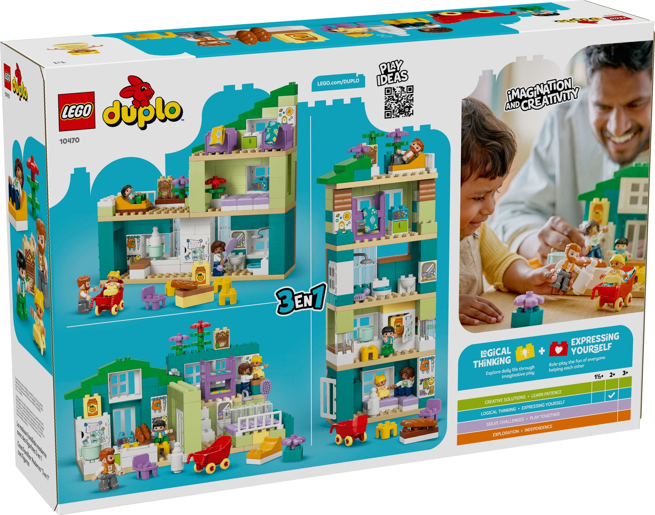 Modernes Familienhaus mit Figuren – 3-in-1-Set