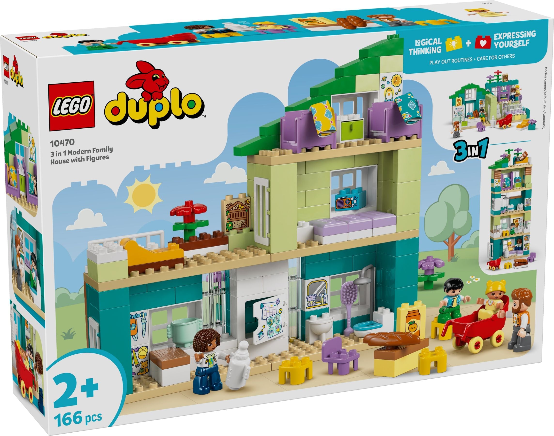 Modernes Familienhaus mit Figuren – 3-in-1-Set