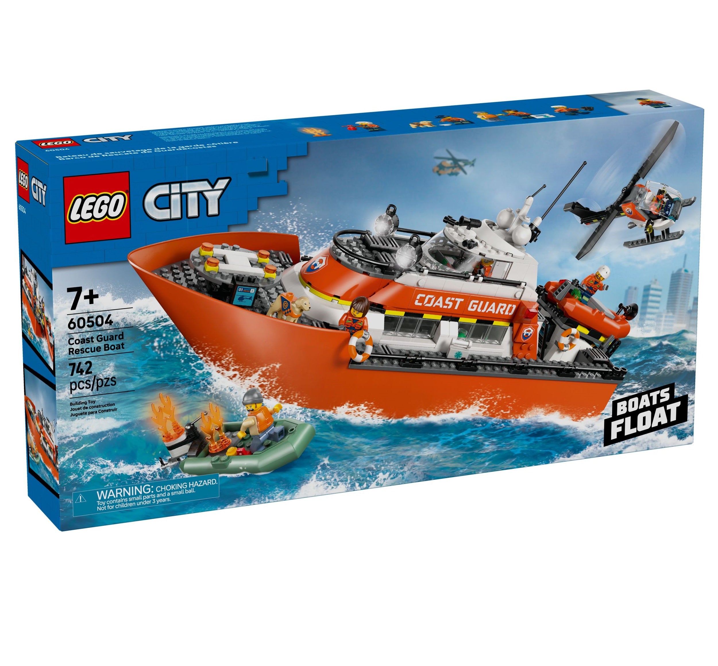 Bateau de sauvetage des garde-côtes avec hélicoptère