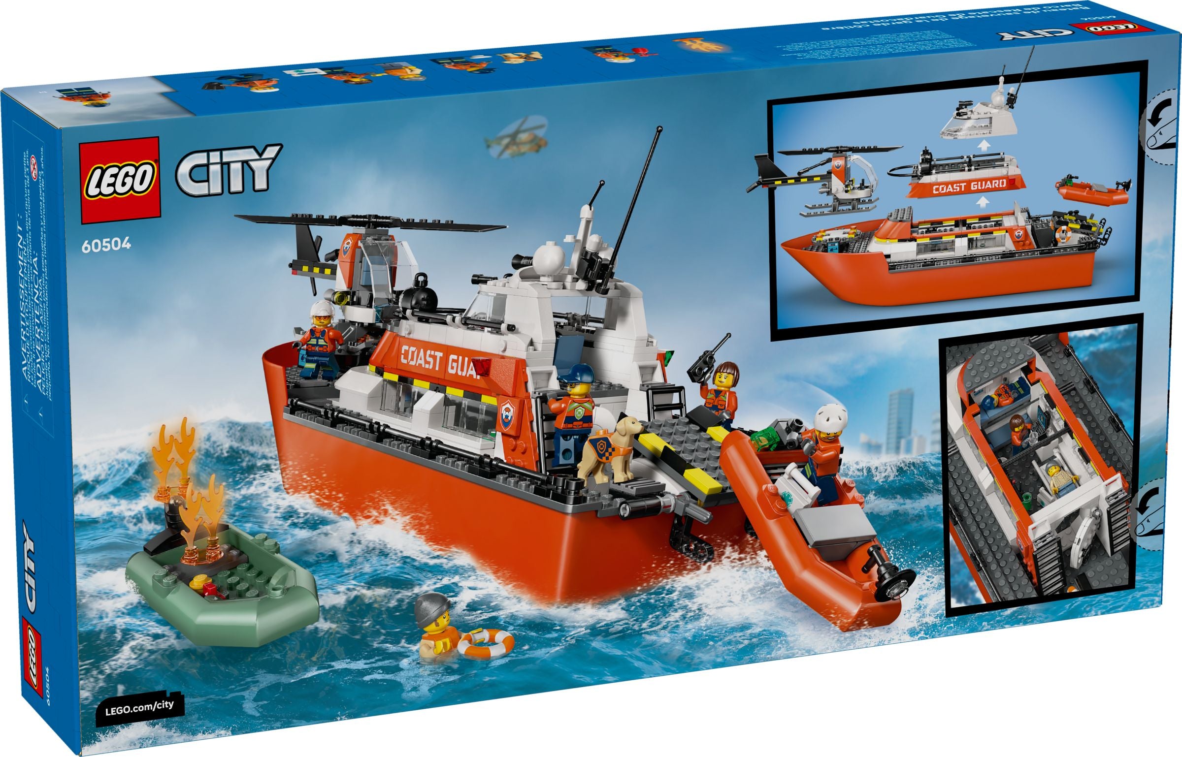 Coast Guard rescue boat with helicopter