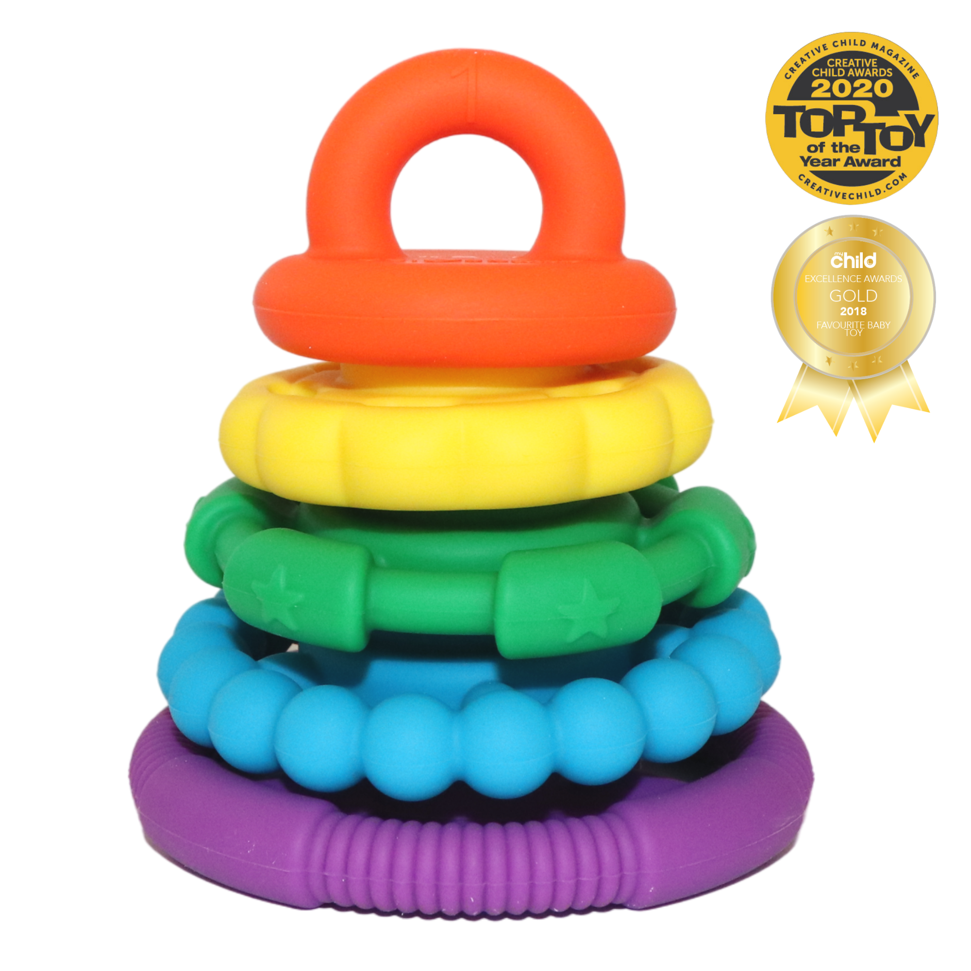 Stapelturm Ringe Neon Rainbow