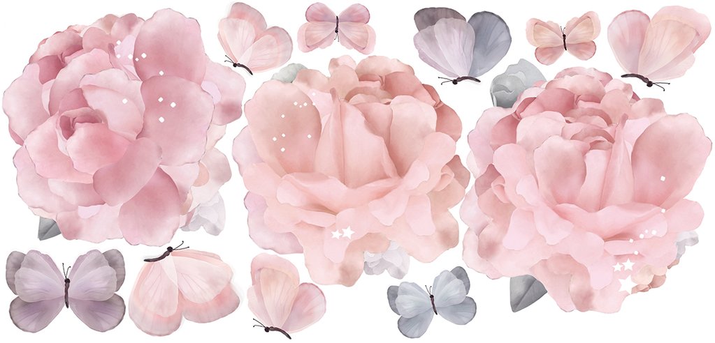 Wandsticker Peonies & Butterflies Pack 3