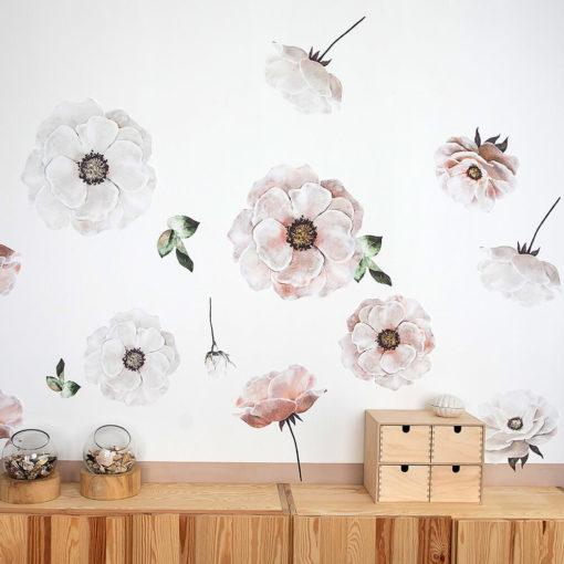 Wandsticker Poppy Flower White
