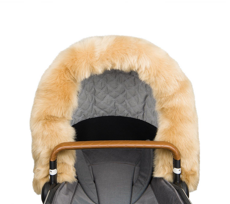 Kinderwagen Pelzumrandung Beige L