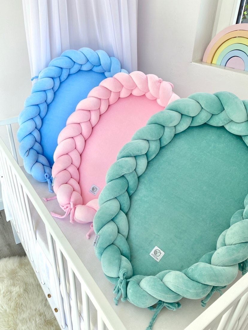 Baby nest bed bumper, old rose, 2 in 1