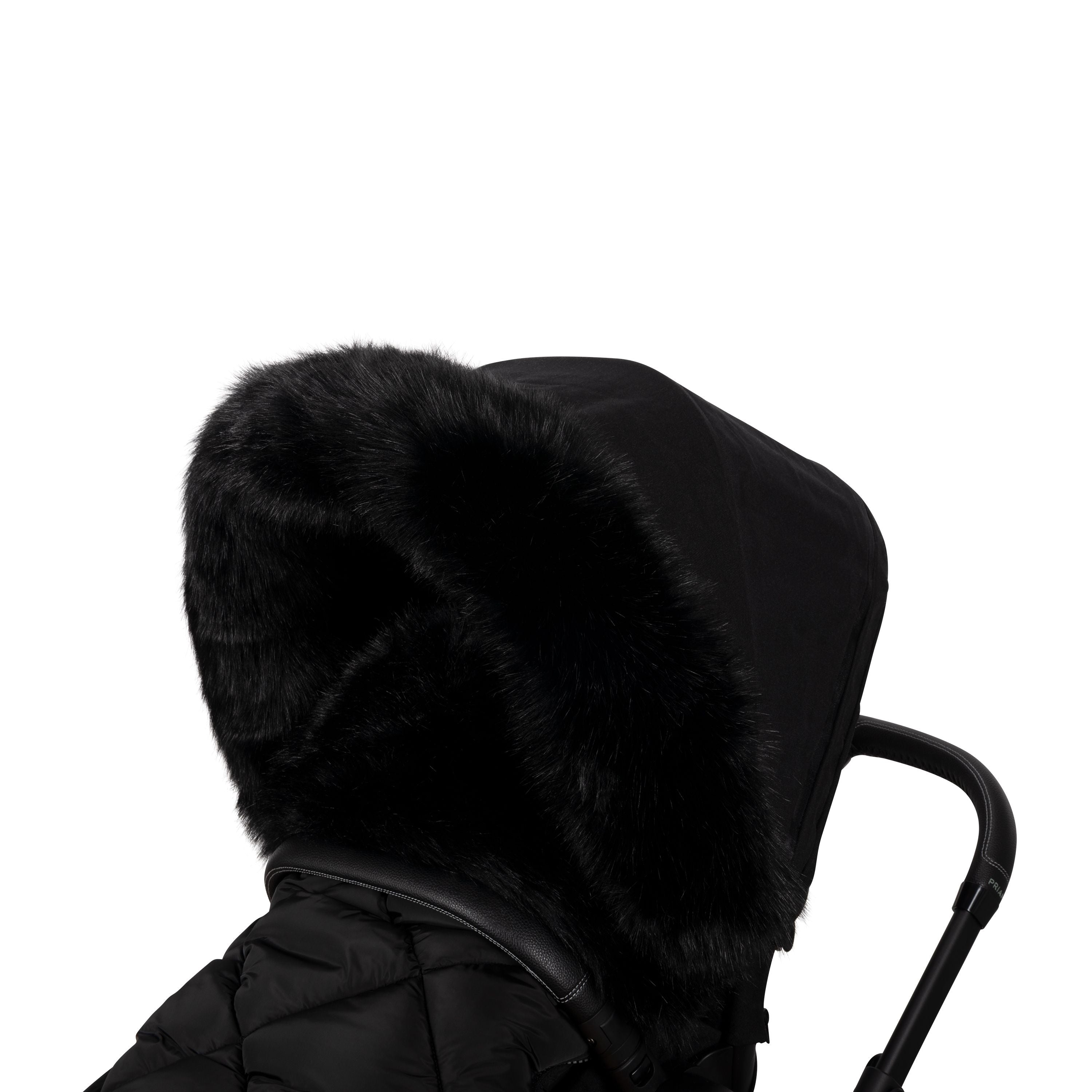 Kinderwagen Pelzumrandung Schwarz L