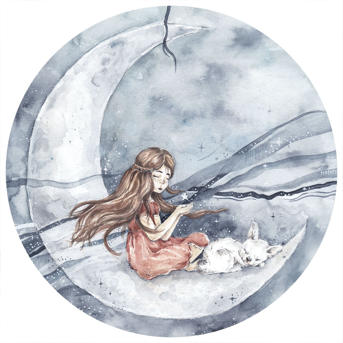 Mädchen im Mond Kreis