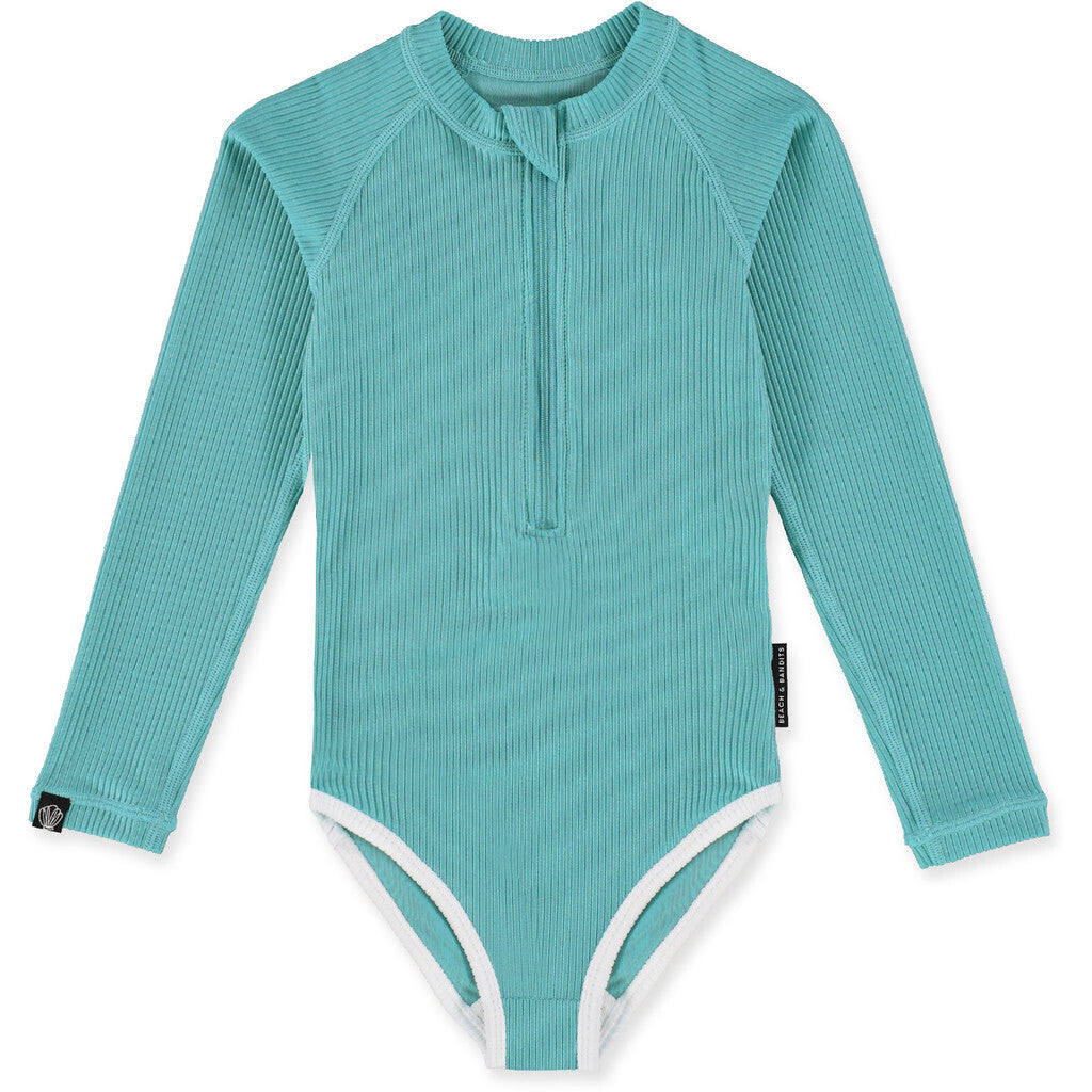 UV Badeanzug Ribbed Coastal Türkis