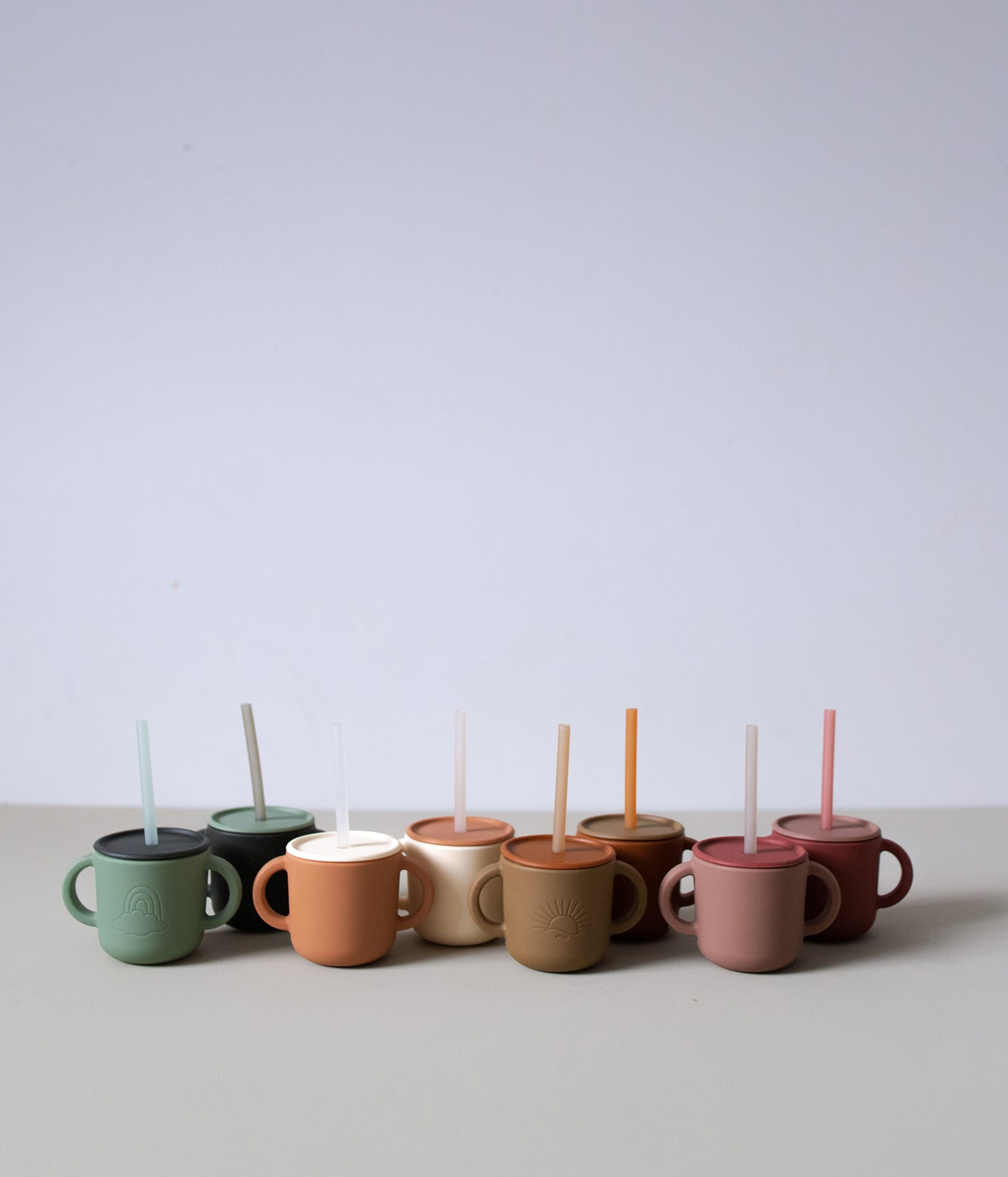 Lot de pailles en silicone Zoe, bleu multicolore
